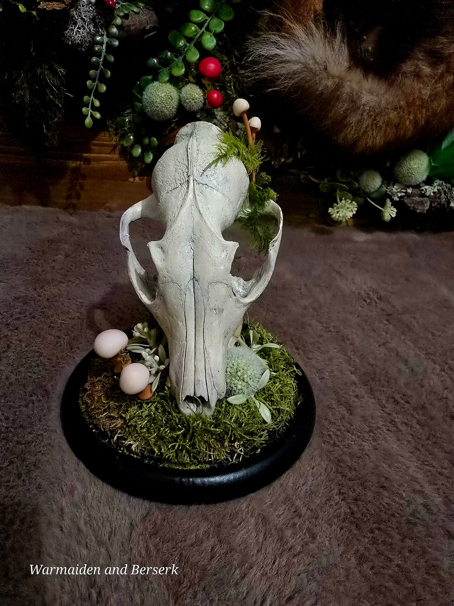 "Glass dome 'Forest Magic' - Mystical decor with animal bones and natural details"