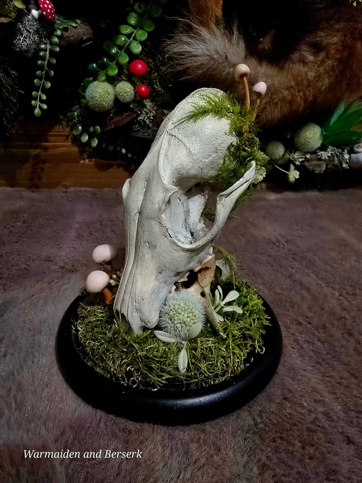 "Glass dome 'Forest Magic' - Mystical decor with animal bones and natural details"