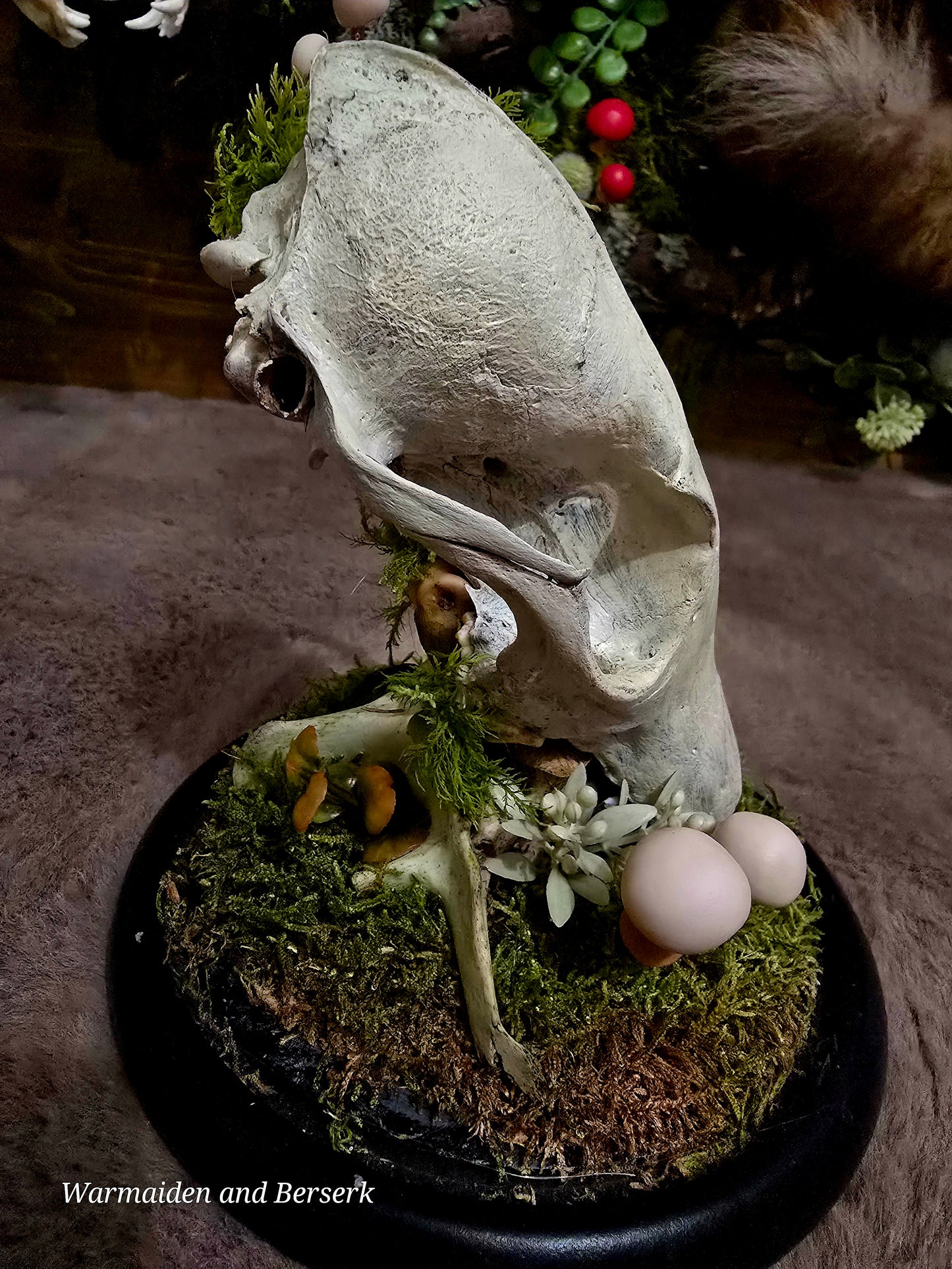"Glass dome 'Forest Magic' - Mystical decor with animal bones and natural details"
