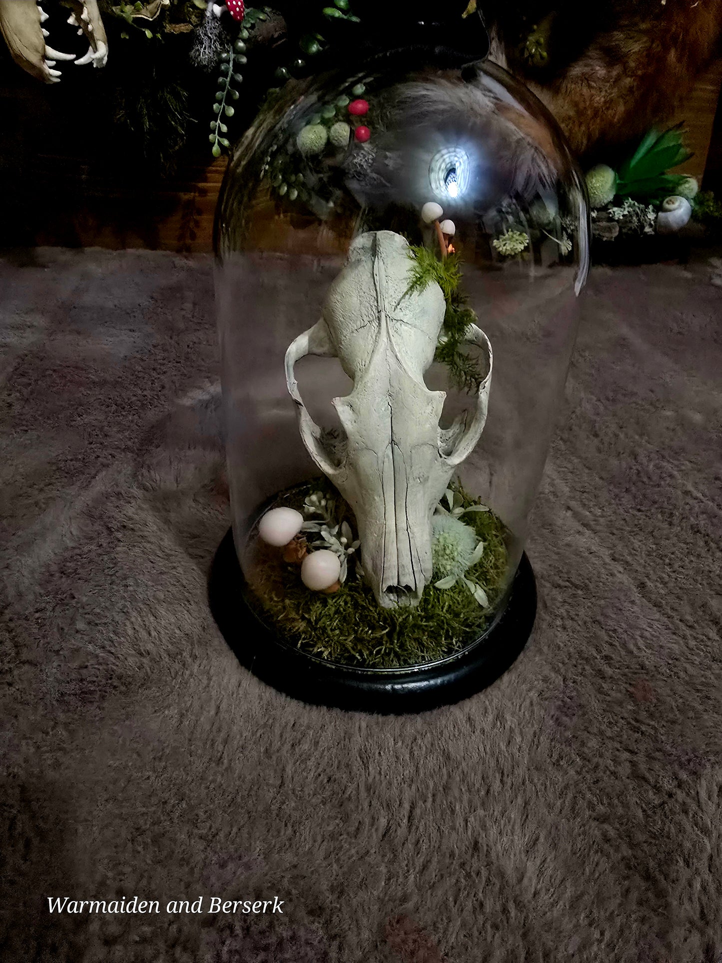 "Glass dome 'Forest Magic' - Mystical decor with animal bones and natural details"