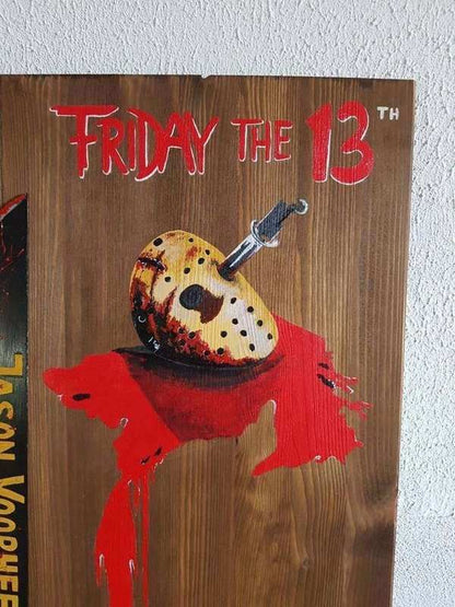 Handgefertigtes Holzdisplay und Regal "Jason Voorhees" mit handbemalte