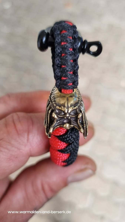 Schwarzrotes Snake Knot Paracord Armband 'Predator', mit Predator Perl