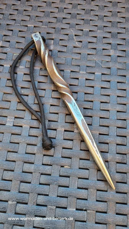 Handgeschmiedeter Paracord Marlin Spike aus Schmiedebronze