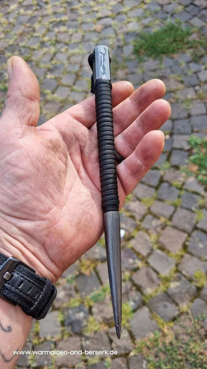 Handgeschmiedeter Paracord Marlin Spike aus Damaszener Stahl, mit Grif