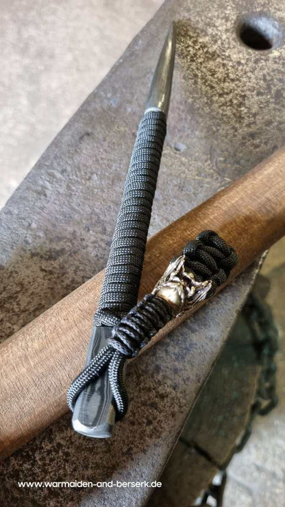 Handgeschmiedeter Paracord Marlin Spike aus Damaszener Stahl, mit Grif