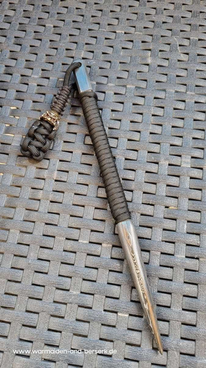 Handgeschmiedeter Paracord Marlin Spike aus Damaszener Stahl, mit Grif