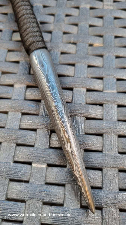 Handgeschmiedeter Paracord Marlin Spike aus Damaszener Stahl, mit Grif