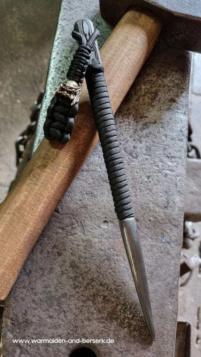 Handgeschmiedeter Paracord Marlin Spike aus Damaszener Stahl, mit Grif