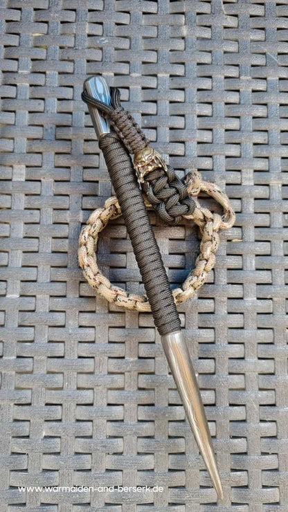 Handgeschmiedeter Paracord Marlin Spike aus Damaszener Stahl, mit Grif