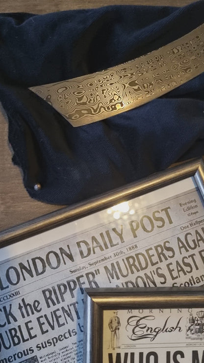 Handgefertigtes Jack the Ripper Display 'From Hell', mit großem handgeschmiedetem Damaszener Stahl Rasiermesser